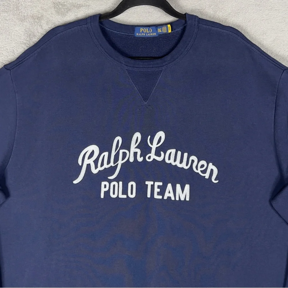 Polo Ralph Lauren Polo Team Crewneck Sweatshirt Men's 2XLT Navy Embroidered - Picture 4 of 13